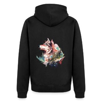 Loup tête de loup Nature nature sauvage aventure forêt Art - Veste à capuche bio Premium Unisexe - noir - Dos - Nico (187cm)