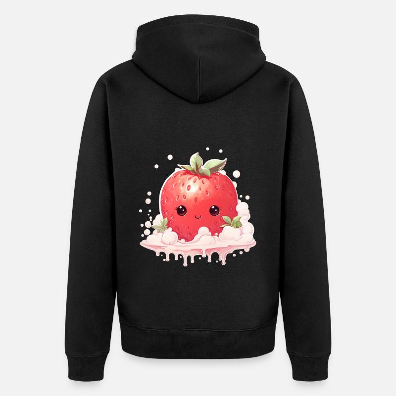 Fraise Kawaii - Veste à capuche bio Premium Unisexe - noir