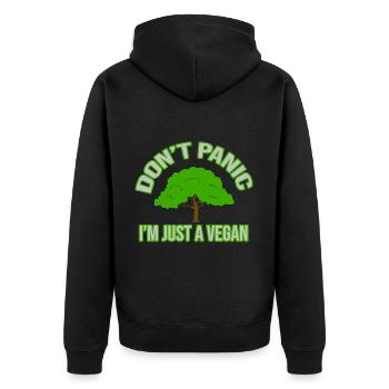 don't panic im just a vegan - Unisex Premium Organic Zip Hoodie - black - Back - Nico (187cm)