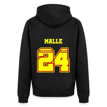 Malle 24 - Unisex Premium Organic Zip Hoodie - black - Back - Nico (187cm)