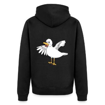 Mouette - oiseau fou de la côte - Veste à capuche bio Premium Unisexe - noir - Dos - Nico (187cm)
