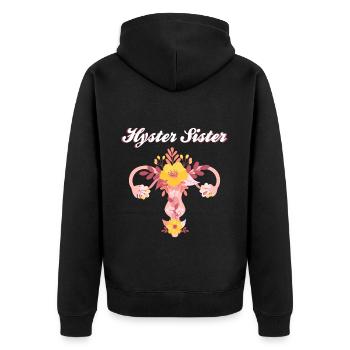 Hysterektomie | Gebärmutter Feministin Geschenke - Unisex Premium Bio Zip Hoodie - Schwarz - Hinten - Nico (187cm)