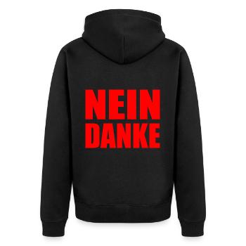 Nein danke - Unisex Premium Bio Zip Hoodie - Schwarz - Hinten - Nico (187cm)
