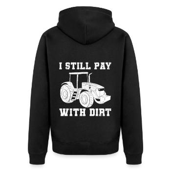 I Still Play With Dirt Traktorfahrer - Unisex Premium Bio Zip Hoodie - Schwarz - Hinten - Nico (187cm)