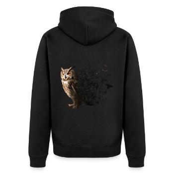 Eule - Unisex Premium Bio Zip Hoodie - Schwarz - Hinten - Nico (187cm)