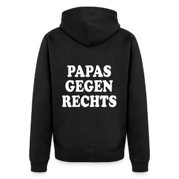 Papas gegen rechts - Unisex Premium Bio Zip Hoodie - Schwarz - Hinten - Nico (187cm)