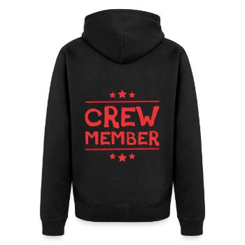 Crew Mitglied - Unisex Premium Bio Zip Hoodie - Schwarz - Hinten - Nico (187cm)