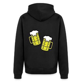 Bier Symbol Saufen - Unisex Premium Bio Zip Hoodie - Schwarz - Hinten - Nico (187cm)