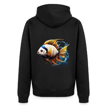 Skalar - Unisex Premium Bio Zip Hoodie - Schwarz - Hinten - Nico (187cm)