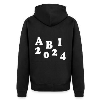 Abi 2024 - Unisex Premium Bio Zip Hoodie - Schwarz - Hinten - Nico (187cm)