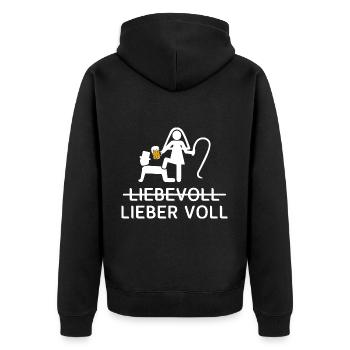 Liebevoll Lieber Voll Gruppen - Unisex Premium Bio Zip Hoodie - Schwarz - Hinten - Nico (187cm)