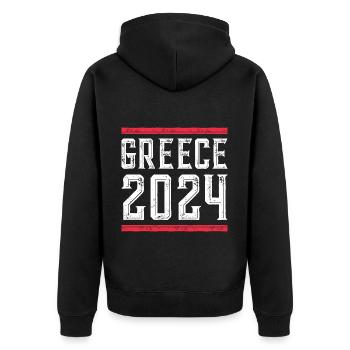 Greece 2024 Holiday - Unisex Premium Organic Zip Hoodie - black - Back - Nico (187cm)
