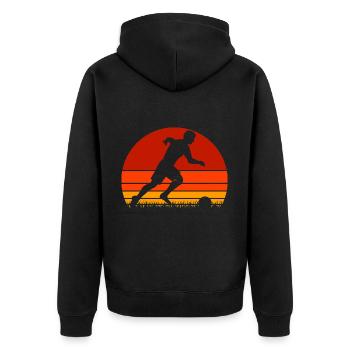 Fußball Fußballer - Unisex Premium Bio Zip Hoodie - Schwarz - Hinten - Nico (187cm)