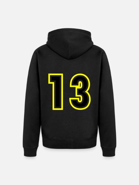 13 Number College - Unisex Premium Organic Zip Hoodie - black
