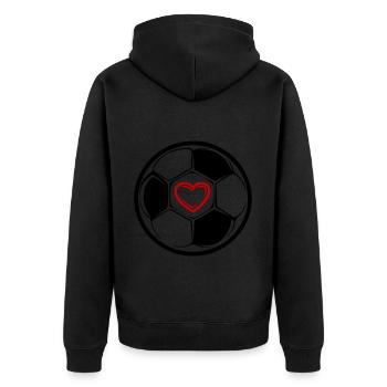 Fussball Symbol Herz Mannschaft - Unisex Premium Bio Zip Hoodie - Schwarz - Hinten - Nico (187cm)