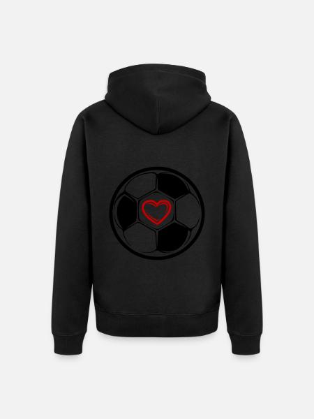 Soccer Symbol Heart Team - Unisex Premium Organic Zip Hoodie - black