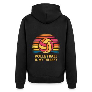 Volleyball - Unisex Premium Bio Zip Hoodie - Schwarz - Hinten - Nico (187cm)