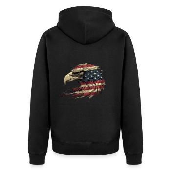 American Flag Freedom Eagle USA Pride 2 - Unisex Premium Bio Zip Hoodie - Schwarz - Hinten - Nico (187cm)