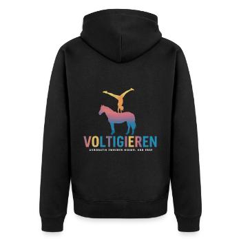 Loves Horse Vaulting Gift - Unisex Premium Organic Zip Hoodie - black - Back - Nico (187cm)