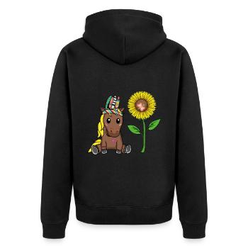 Hippi Poney Tournesol Cheval Cheval Enfant Enfants - Veste à capuche bio Premium Unisexe - noir - Dos - Nico (187cm)