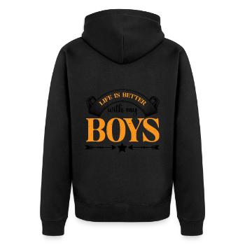 La vie est meilleure avec mes garçons 34 - Veste à capuche bio Premium Unisexe - noir - Dos - Nico (187cm)