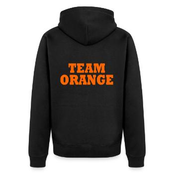 Team orange - Veste à capuche bio Premium Unisexe - noir - Dos - Nico (187cm)