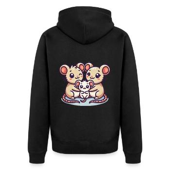 Mouse Family Mother And Father With One Child - Unisex Premium Organic Zip Hoodie - black - Back - Nico (187cm)