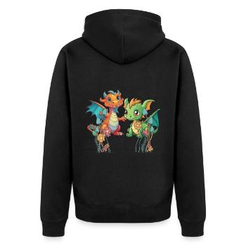Dragon Dragon Kids Child Mythical Creature - Unisex Premium Organic Zip Hoodie - black - Back - Nico (187cm)