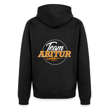 Team Abitur - Unisex Premium Bio Zip Hoodie - Schwarz - Hinten - Nico (187cm)