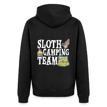 Sloth Camping Team 4 - Unisex Premium Bio Zip Hoodie - Schwarz - Hinten - Nico (187cm)