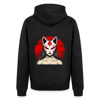Manga Kitsune Renard Anime Kumiho Masque Manga Otaku - Veste à capuche bio Premium Unisexe - noir - Dos - Nico (187cm)
