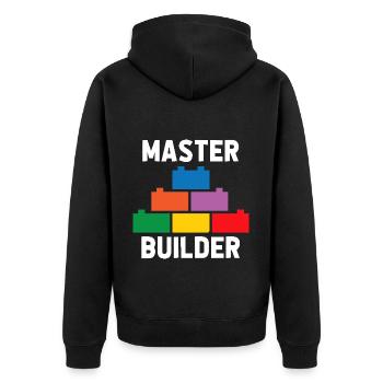 Brick Builder Brick Building Master Builder - Unisex Premium Organic Zip Hoodie - black - Back - Nico (187cm)