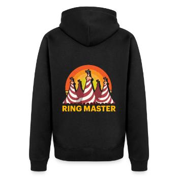 Ringmeister - Unisex Premium Bio Zip Hoodie - Schwarz - Hinten - Nico (187cm)