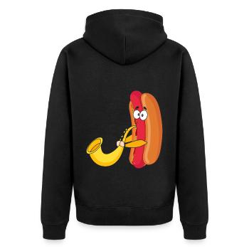 Saxophonist Saxophone Wurst Music Musician - Unisex Premium Organic Zip Hoodie - black - Back - Nico (187cm)