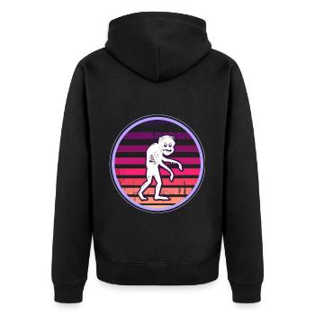 Retro Zombie T-Shirt Oldschool Zombie Apocalypse - Unisex Premium Organic Zip Hoodie - black - Back - Nico (187cm)