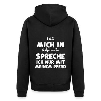 Lasst Mich In Ruhe Heute Spreche... - Unisex Premium Bio Zip Hoodie - Schwarz - Hinten - Nico (187cm)