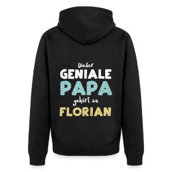 Dieser Geniale Papa Gehört Zu Fl... - Unisex Premium Bio Zip Hoodie - Schwarz - Hinten - Nico (187cm)
