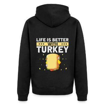 Food Love Sandwich Baguette Ketchup - Veste à capuche bio Premium Unisexe - noir - Dos - Nico (187cm)