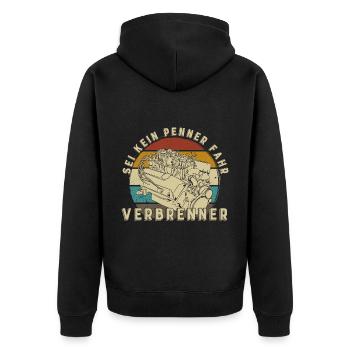 Sei kein Penner fahr Verbrenner Auto - Unisex Premium Bio Zip Hoodie - Schwarz - Hinten - Nico (187cm)