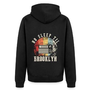 Retro No Sleep Til Brooklyn Retro Radio Stereo - Unisex Premium Organic Zip Hoodie - black - Back - Nico (187cm)
