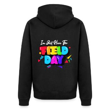 I'm Just Here For Field Day 36 - Unisex Premium Organic Zip Hoodie - black - Back - Nico (187cm)