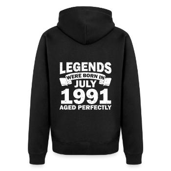 31ème anniversaire Juillet né 1991 Idée cadeau - Veste à capuche bio Premium Unisexe - noir - Dos - Nico (187cm)