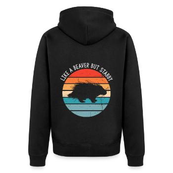 Stachelschweine Designs für Tierliebhaber Nagetier - Unisex Premium Bio Zip Hoodie - Schwarz - Hinten - Nico (187cm)