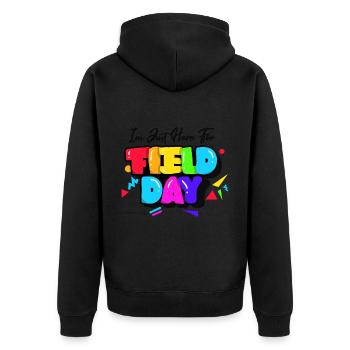 I'm Just Here For Field Day 36 - Unisex Premium Organic Zip Hoodie - black - Back - Nico (187cm)