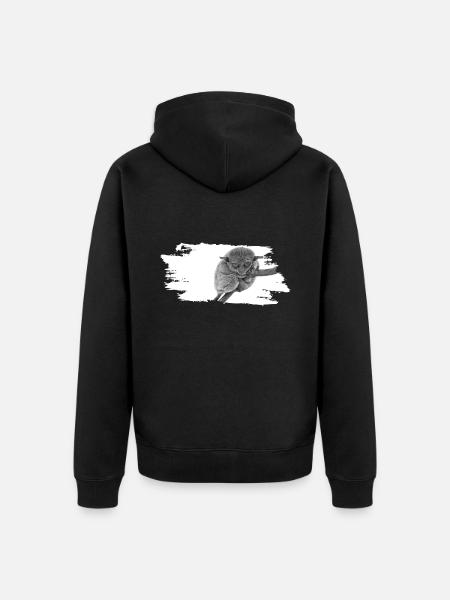 Tarsier Affe grumpy - Unisex Premium Bio Zip Hoodie - Schwarz