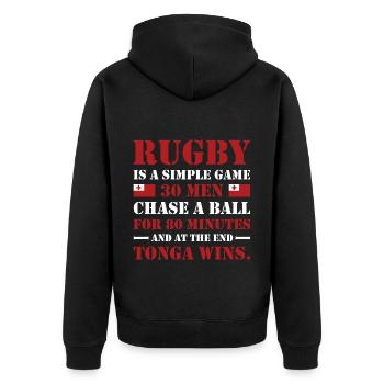 Le rugby est un jeu simple Tonga Rugby - Veste à capuche bio Premium Unisexe - noir - Dos - Nico (187cm)