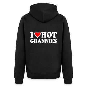 I love hot grannies - Unisex Premium Organic Zip Hoodie - black - Back - Nico (187cm)