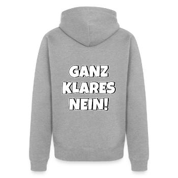 Ganz klares nein - Unisex Premium Bio Zip Hoodie - Grau meliert - Hinten - Nico (187cm)