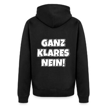 Ganz klares nein - Unisex Premium Bio Zip Hoodie - Schwarz - Hinten - Nico (187cm)