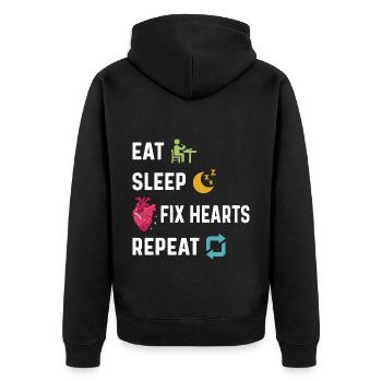 Manger dormir Fixer les cœurs Repeart Cardiologie drôle - Veste à capuche bio Premium Unisexe - noir - Dos - Nico (187cm)